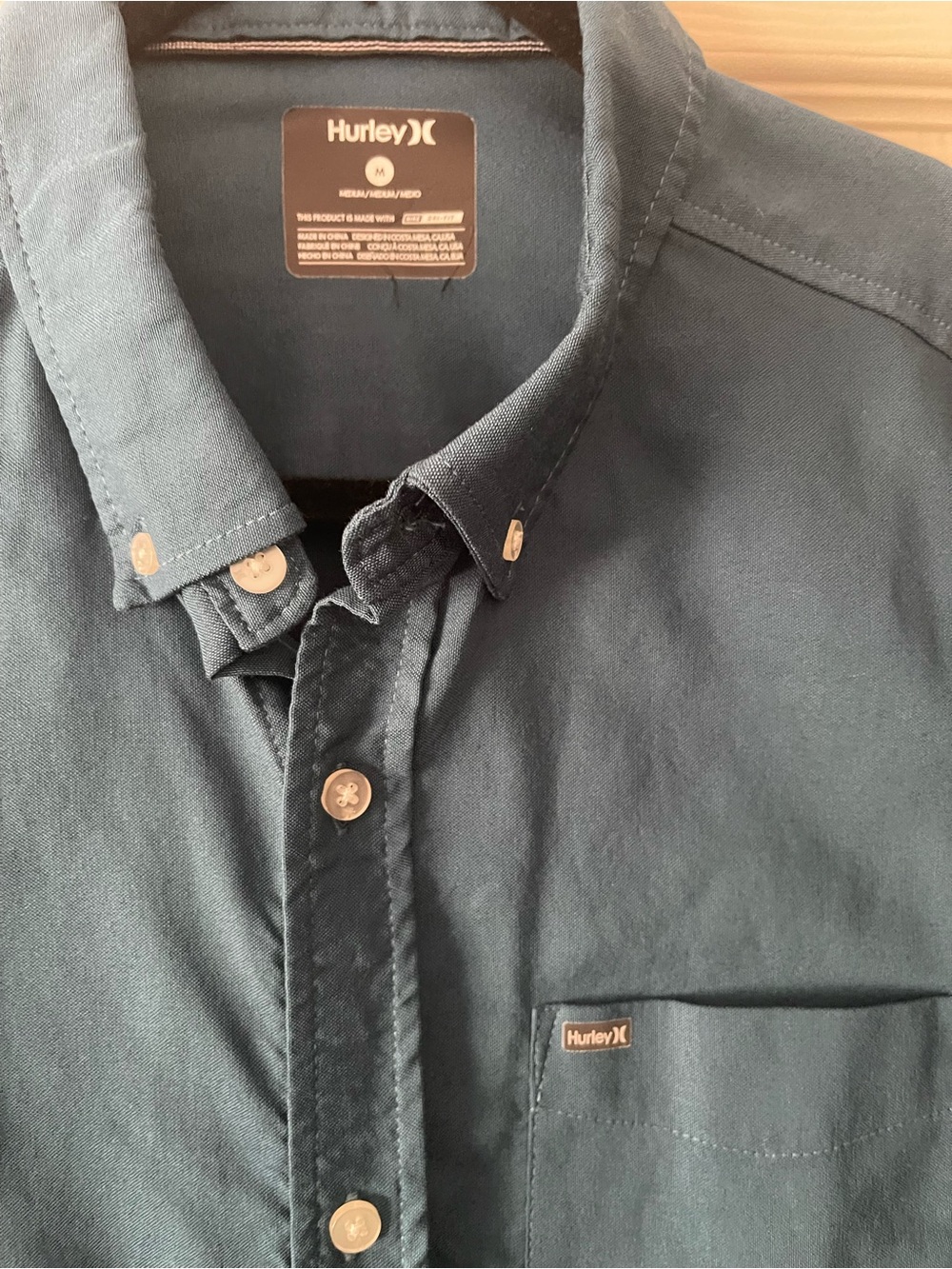 Hurley - Nike Men's Dark Teal Button-Down Shirt